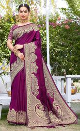 Charming Purple Color Banarasi Silk Saree